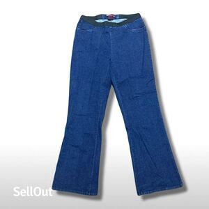 Vintage Jessica London Women's Flared Jeans Size 12P Dark Blue Denim